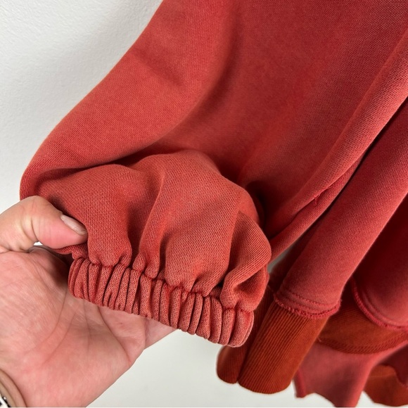 POL Burnt Orange oversized asymmetrical ruffled hem hoodie size: S - Picture 5 of 15